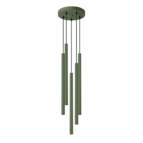 Lampa wisząca 5-punktowa Pastelo 5xG9 okrągła zielona oliwka