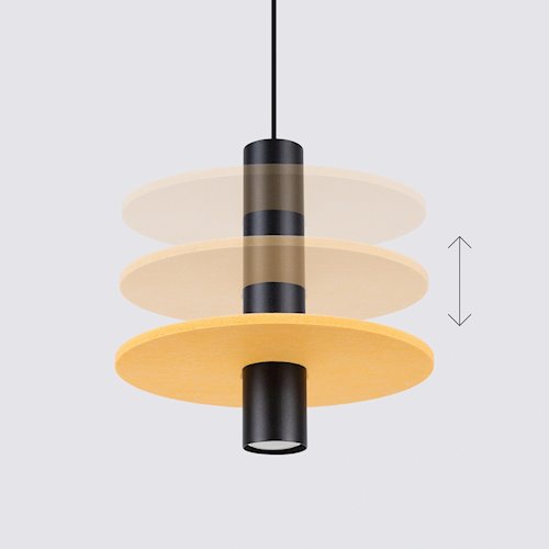 Lampa wisząca filcowa Pelta 1xGU10 czarno-żółta