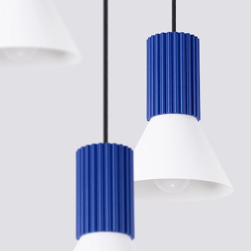Lampa wisząca potrójna Estria 3xE14 biało-ultramarynowa