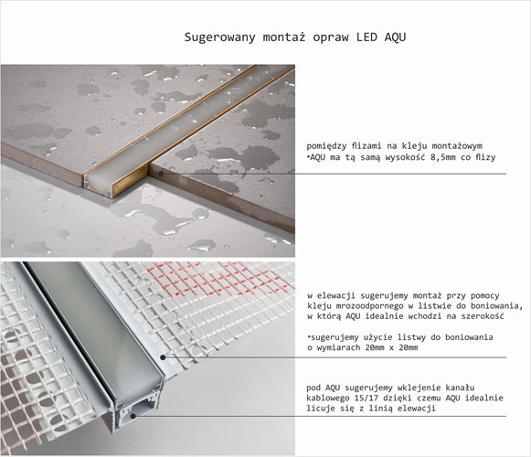 Oprawa liniowa LED IP68 AQU złota 4500K 2m