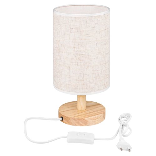 Lampa nocna Zelda E27 drewno i mleczny klosz