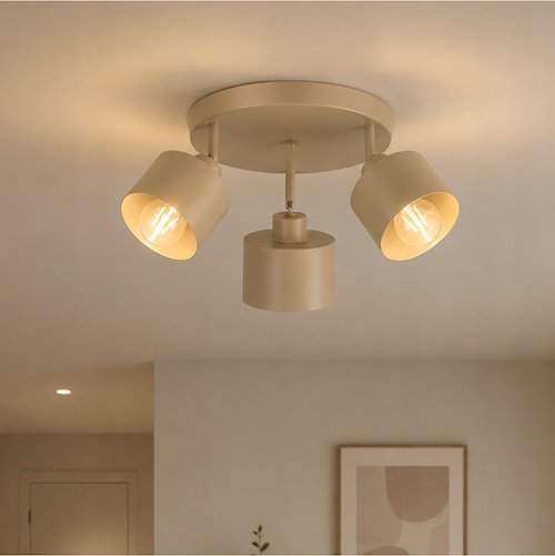 Lampa sufitowa Loft 3xE27 Elena ruchoma okrągła beżowa