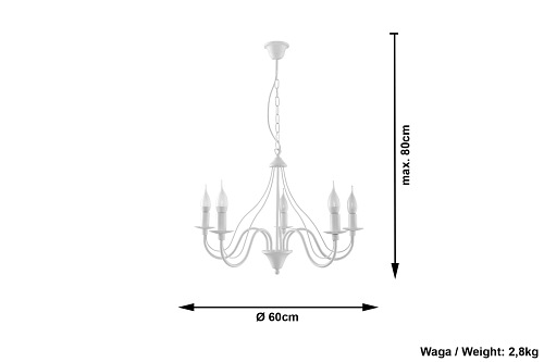 Żyrandol Retro MINERWA 5xE14 Biały