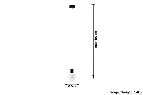 Lampa wisząca żarówka EDISON 1xE27 Czarna