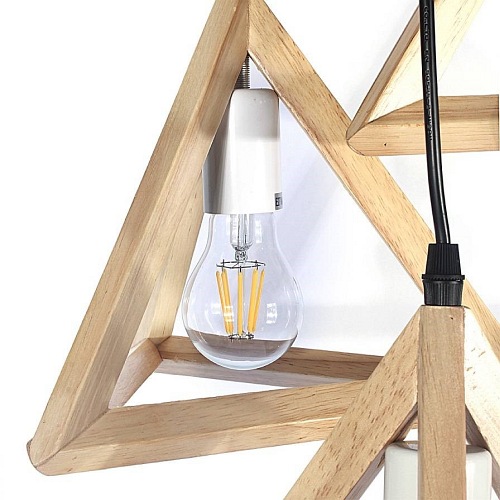 Lampa drewniana wisząca Triangolo 3xE27 Trójkąty