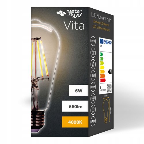 Żarówka LED E27 Filament ST64 6W 720lm neutralna