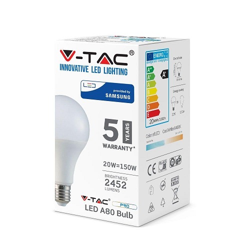 Żarówka LED V-TAC Samsung 20W E27 A80 VT-233 4000K 2452lm