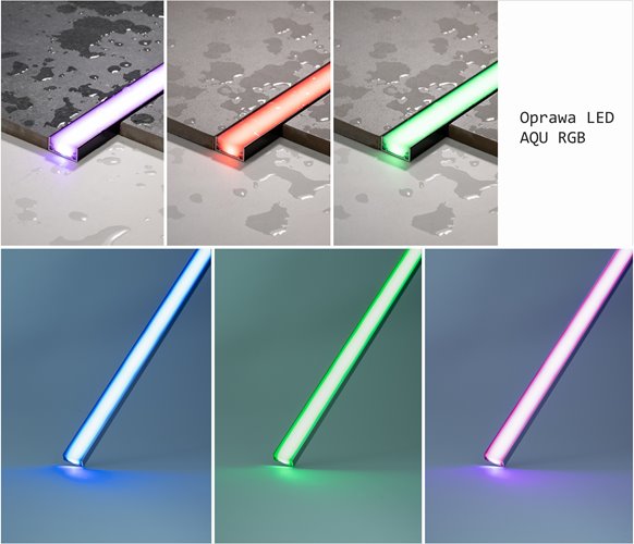 Oprawa liniowa LED IP68 AQU czarna RGB 2m