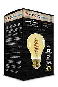 Żarówka LED V-TAC 4W E27 A60 Spiral Filament Bursztyn VT-2154 2200K 400lm