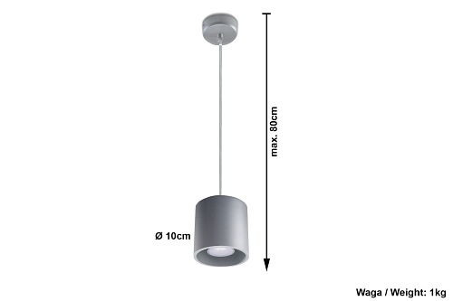 Lampa wisząca tuba ORBIS 1xGU10 Szara