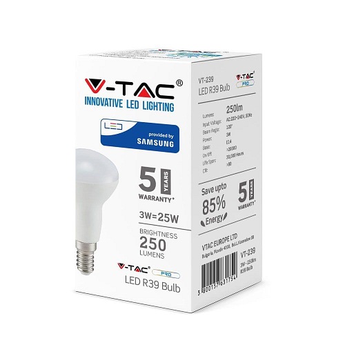 Żarówka LED V-TAC Samsung 3W E14 R39 VT-239 3000K 250lm 