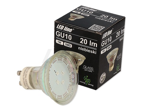Żarówka  marki LED line GU10 1W 230V niebieska barwa światła 