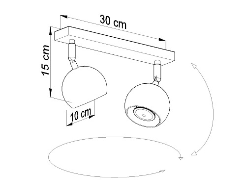 Lampa z okrągłymi reflektorami OCULARE 2xGU10 Czarna