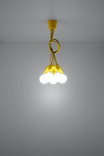 Lampa wisząca na kablu 5xE27 DIEGO żółta