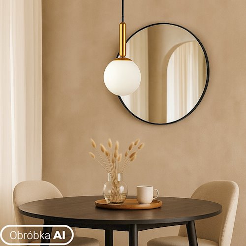 Lampa wisząca mleczna kula Bali 15cm 1xE27 złota