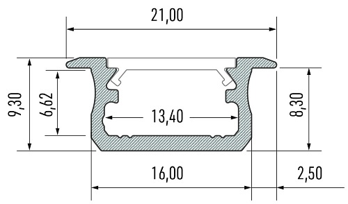 Profil B Lumines - wpuszczany, inox - 2m