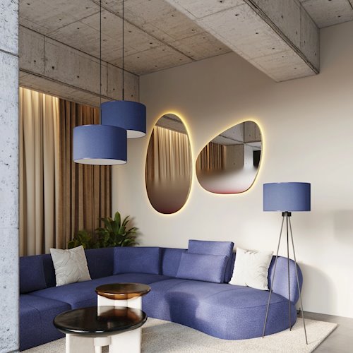 Lampa podłogowa z abażurem Nevia 1xE27 granatowa