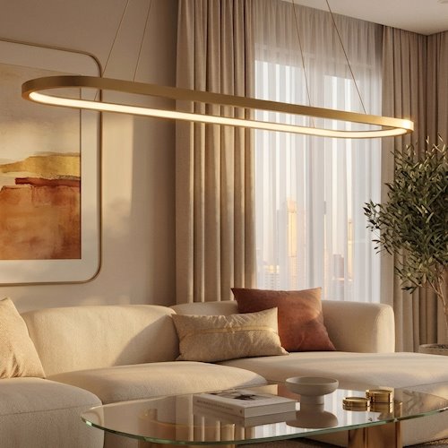 Nowoczesna lampa wisząca LED Oval 30W 20x120cm 2CCT złota