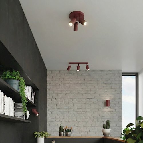 Kinkiet okrągły z reflektorami Ring 3xGU10 burgundowy
