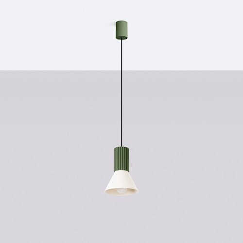 Lampa wisząca loftowa Estria 1xE14 beżowa/zielona oliwka
