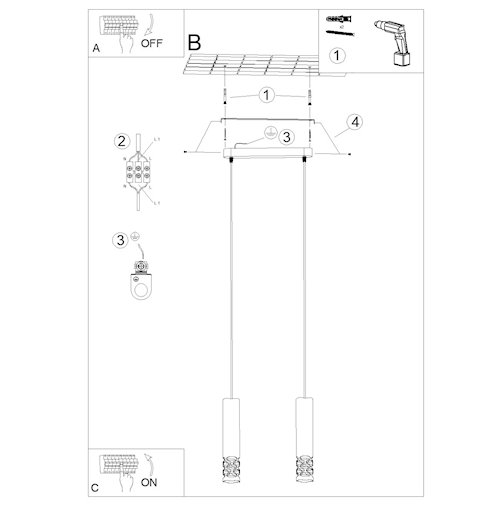 Lampa wisząca podwójna Liro 2xGU10 listwa biała