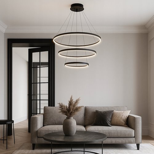 Lampa wiszące okręgi LED Rings 20-40-60 cm 77W czarna