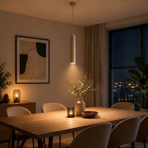 Lampa wisząca tuba 1xGU10 Naomi beżowa