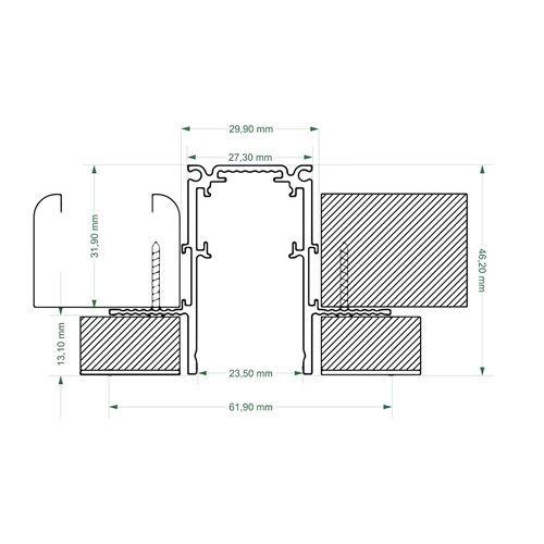 Szyna magnetyczna F-LINE gips-karton 12,5mm biała - 3 metry