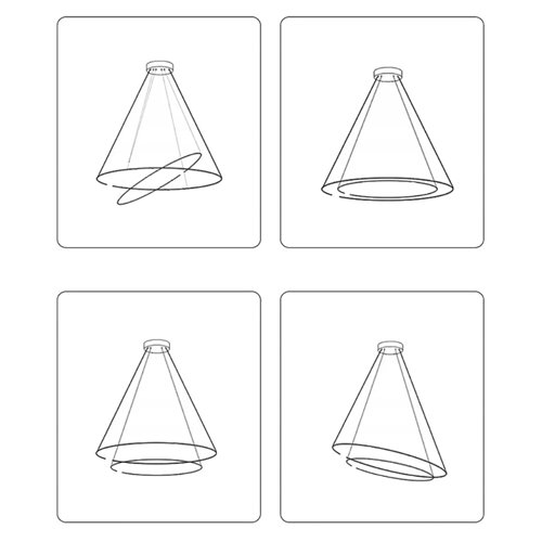 Lampa wisząca okręgi Lion 40cm 60cm 64W złota