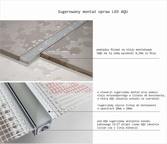 Oprawa liniowa LED IP68 AQU srebrna 4500K 2m