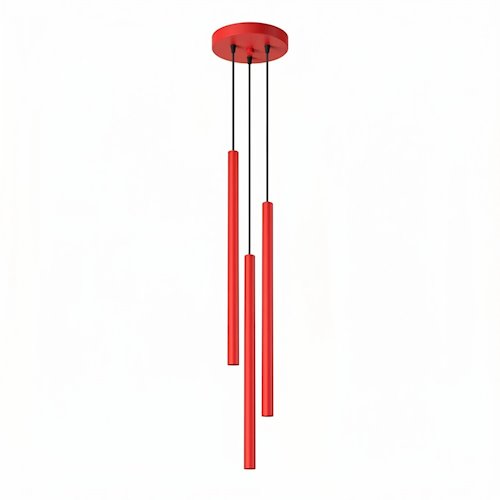 Lampa wisząca potrójna tuba Pastelo 3P 3xG9 czerwona