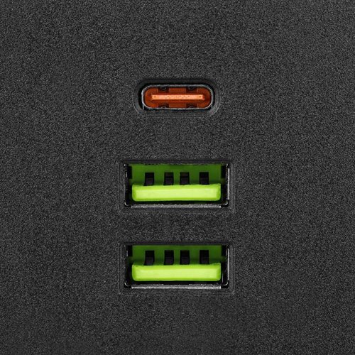 Rozgałęźnik czarny 2x230V + 2xUSB-A + 1xUSB-C