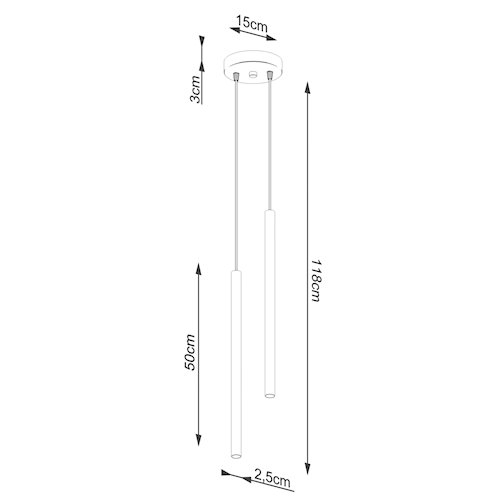 Lampa wisząca podwójna tuba Pastelo 2xG9 okrągła ultramarynowa