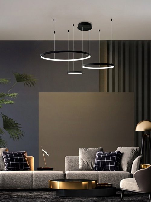 Nowoczesna lampa wisząca okręgi 40-60-80 cm 116W czarna