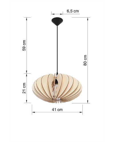 Lampa wisząca SOPHIA 1xE27 naturalne drewno