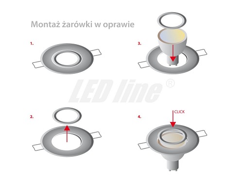 Oprawa sufitowa marki LED line, okrągła, ruchoma, srebrna szczotkowana