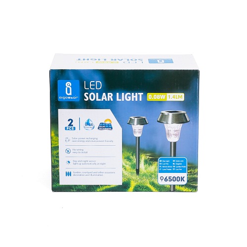 Srebrna lampa solarna wbijana LIGHT06 0,08W 6500K