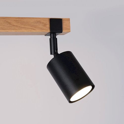 Lampa drewniana z reflektorami Fager 2xGU10 czarna