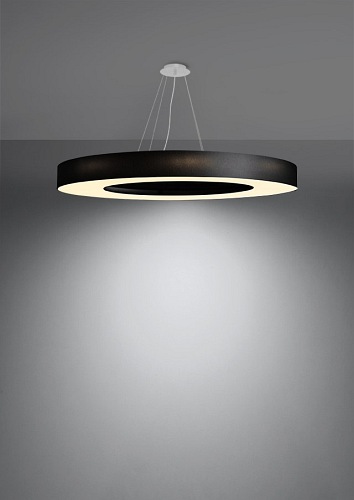 Lampa wisząca okrągła SATURNO SLIM 90 cm czarna 8xE27
