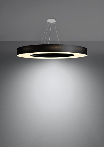 Lampa wisząca okrągła SATURNO SLIM 90 cm czarna 8xE27