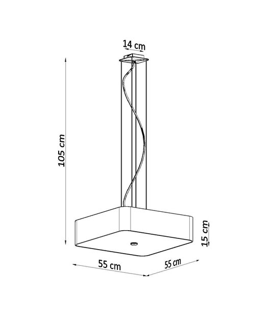 Lampa wisząca LOKKO kwadratowa 55x55 5xE27 czarna