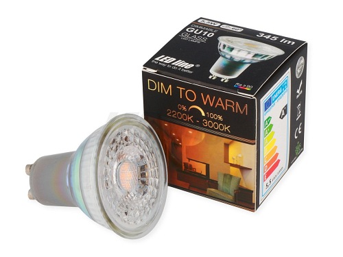 Żarówka LED line® GU10 5,5W 230V 345lm - 2200-3000K Dim to Warm