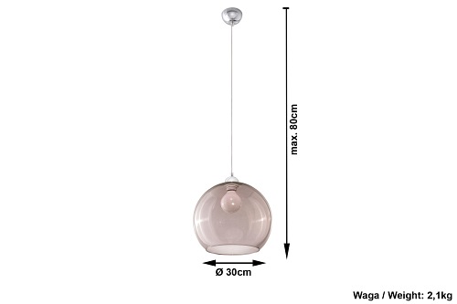 Lampa wisząca grafit kula BALL 1xE27