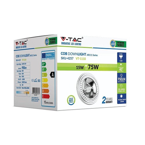 Żarówka LED V-TAC AR111 15W G53 12V 40st COB VT-1110 4000K 950lm