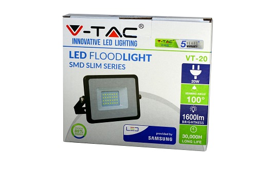 Halogen LED V-TAC 20W SAMSUNG Czarny VT-20 4000K 1600lm