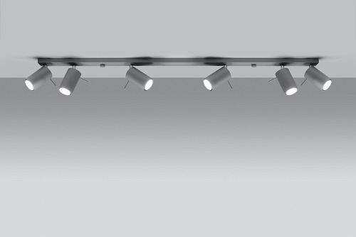 Lampa sufitowa 118cm z 6 reflektorami RING GU10 Szara