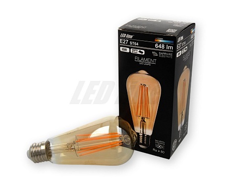 Żarówka LED E27 6W 648lm FILAMENT ST64 LED line biała ciepła 2200K