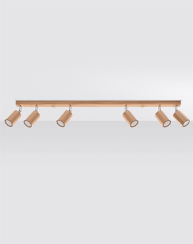 Lampa sufitowa reflektory drewno ZEKE 6 dąb 6xGU10