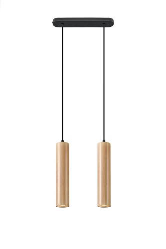 Lampa wisząca tuby LINO 2xGU10 naturalne drewno