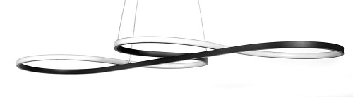 Czarna lampa wisząca Domeno z pilotem 116W